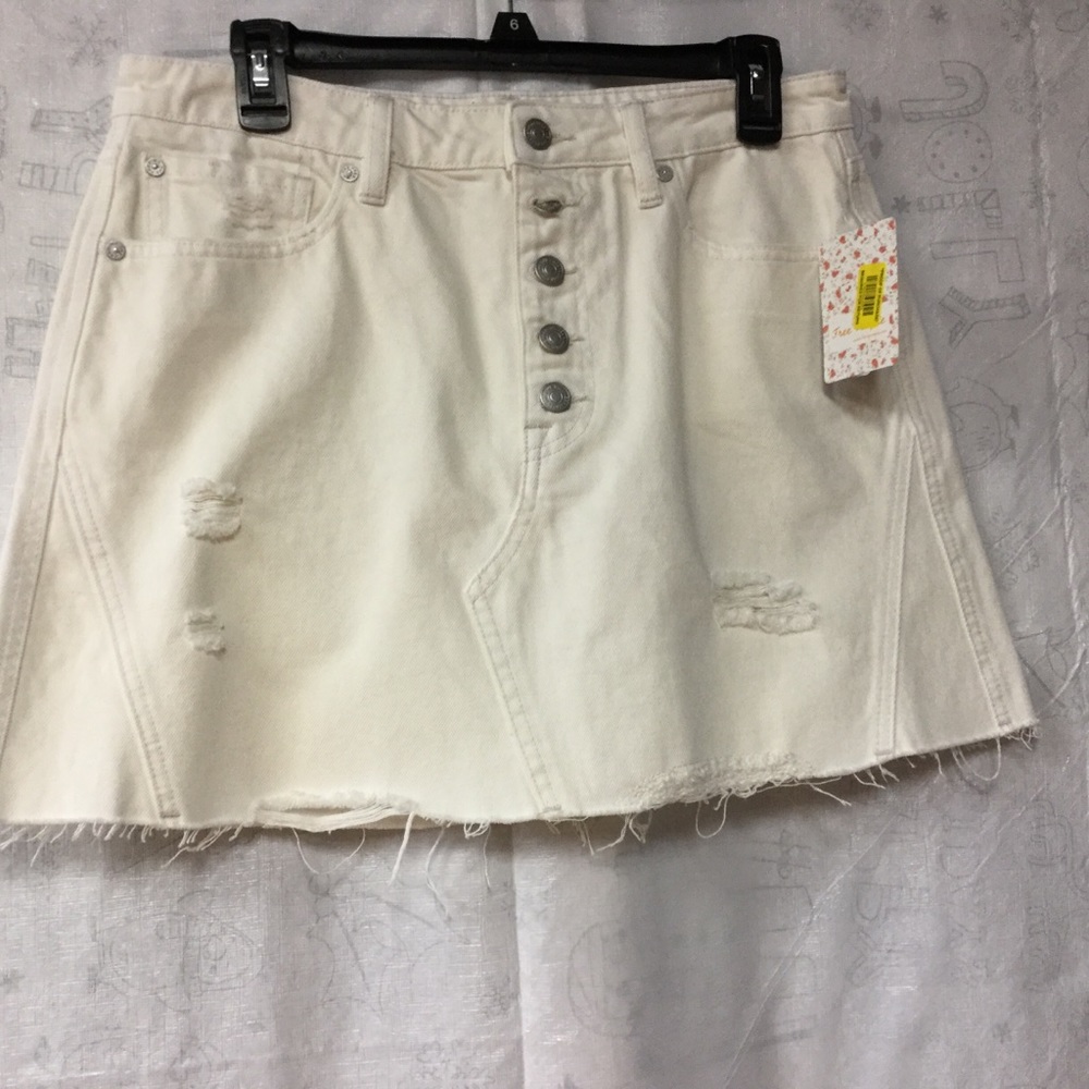 Free People Denim Skirt White 31 Mini Cotton - Picture 5 of 15